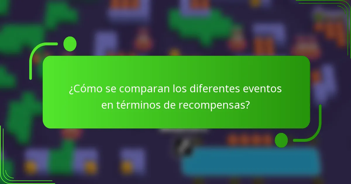 ¿Cómo se comparan los diferentes eventos en términos de recompensas?
