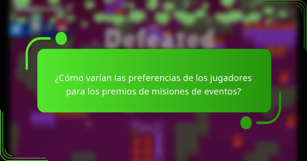 ¿Cómo varían las preferencias de los jugadores para los premios de misiones de eventos?